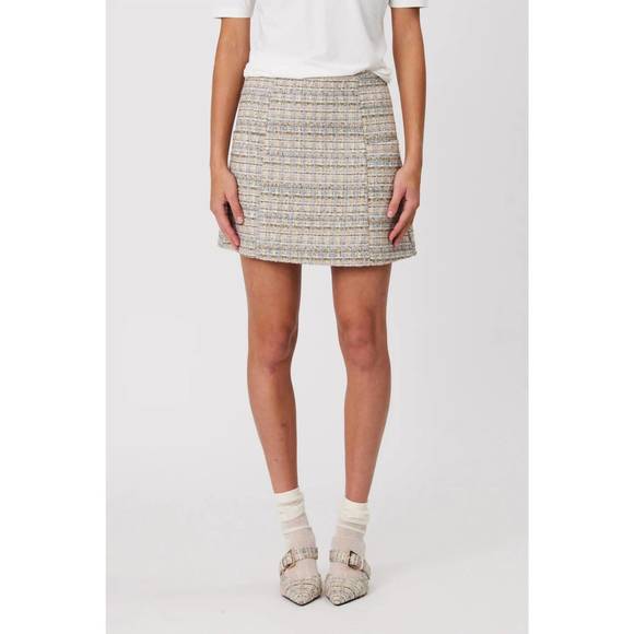 NEW REMAIN nola mid rise mini skirt in oat tweed